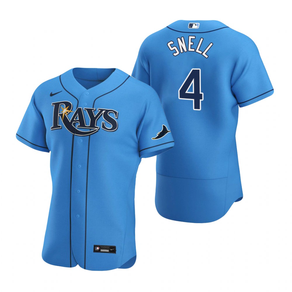 Tampa Bay Rays #4 Blake Snell Men Nike Light Blue Alternate 2020 Authentic Player MLB Jersey